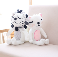 Kawaii Cat & Lion Plush Toy - Decorative Pillow