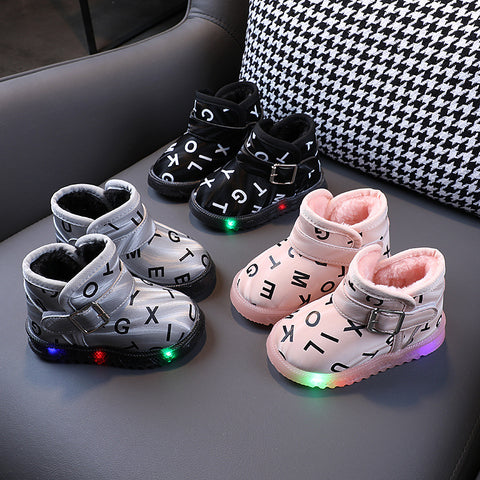 Flashing Fleece Warm Baby Girl Shoes