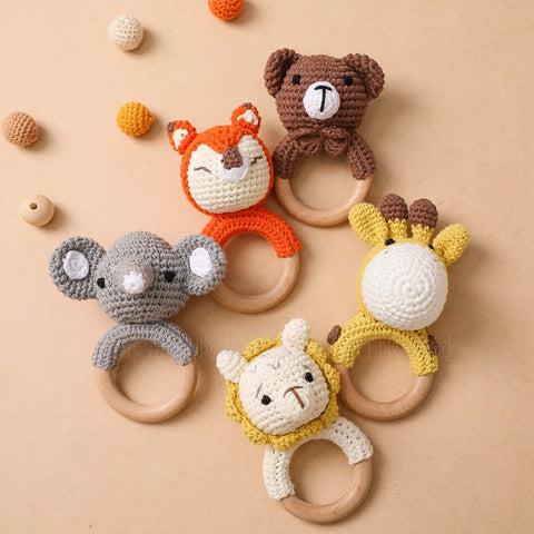 Infant Soothing Knit Rattle Animals